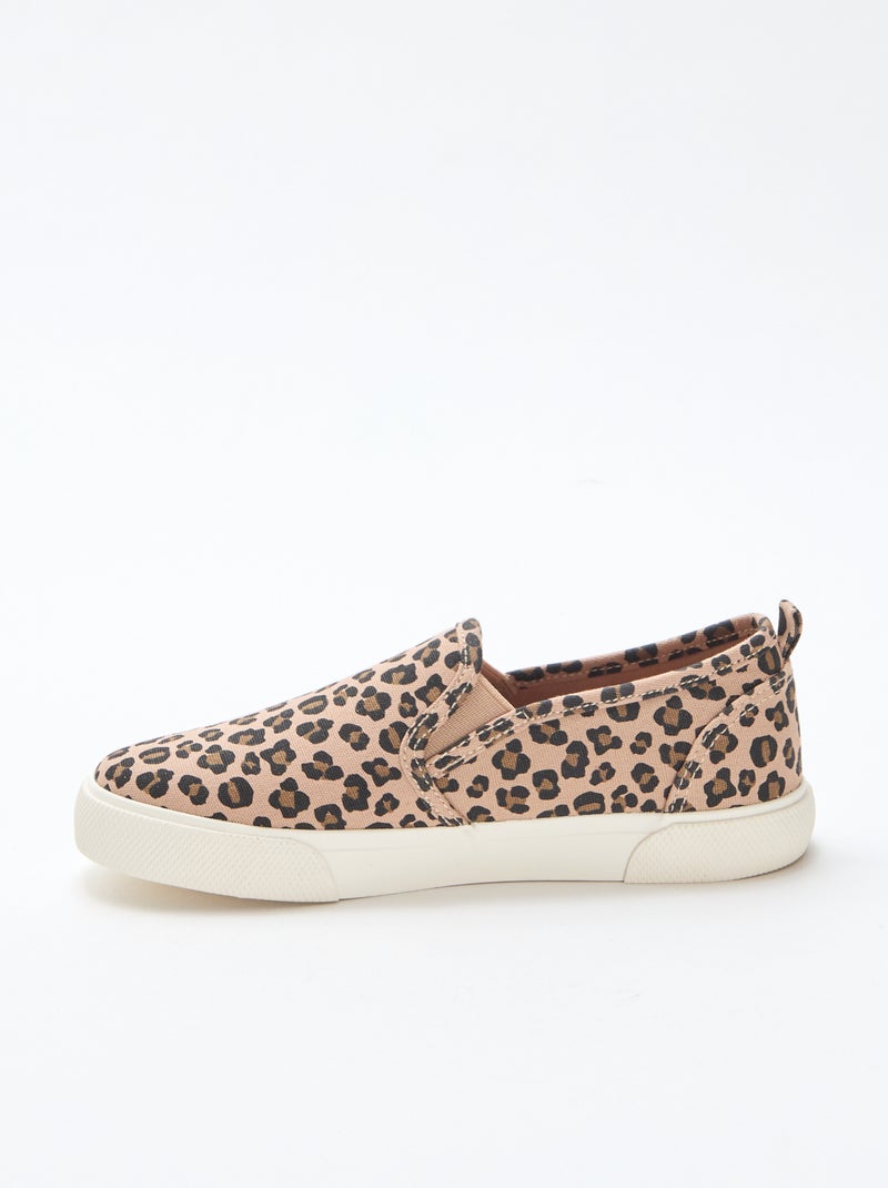 Sapatilhas slip-on com estampado de leopardo Castanho - Kiabi