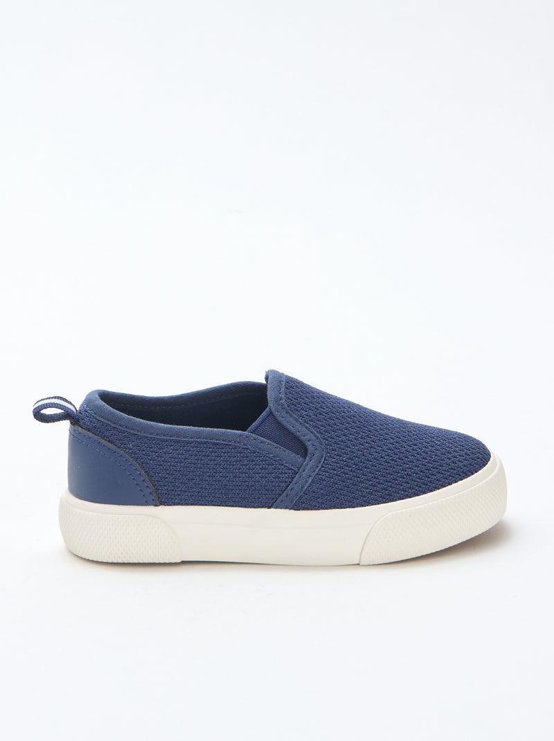 Sapatilhas slip-on em malha lisa Azul - Kiabi