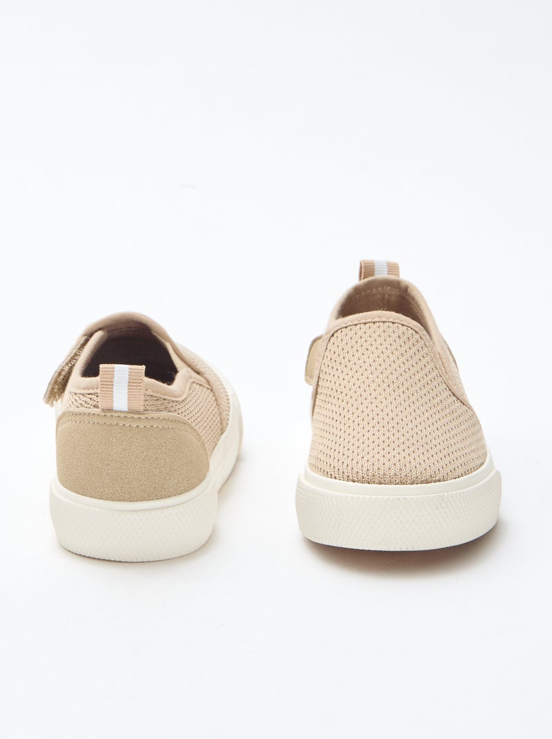Sapatilhas slip-on em malha lisa Bege - Kiabi