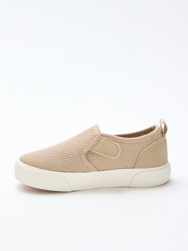 Sapatilhas slip-on em malha lisa Bege - Kiabi