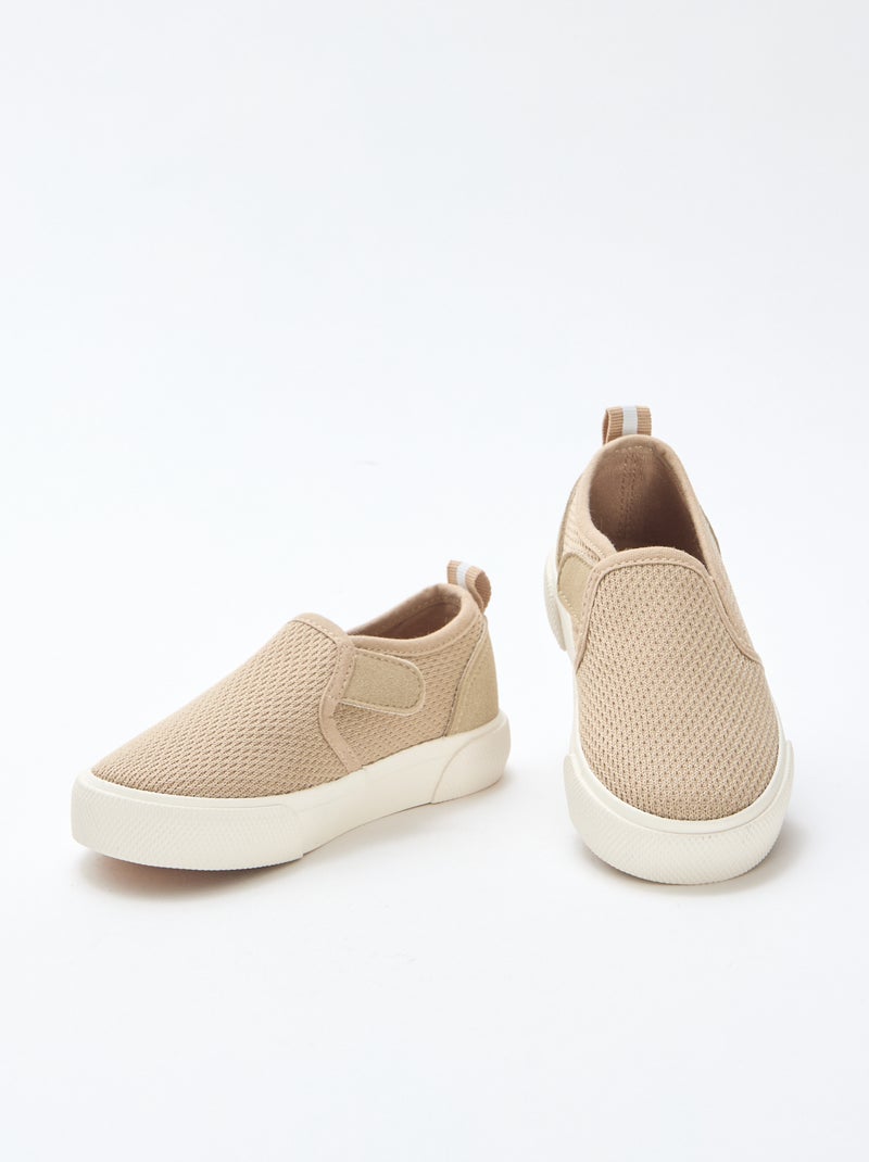 Sapatilhas slip-on em malha lisa Bege - Kiabi
