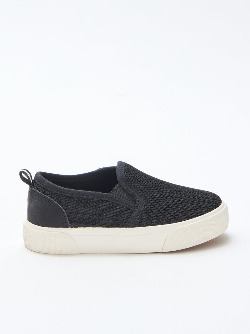 Sapatilhas slip-on em malha lisa Preto - Kiabi