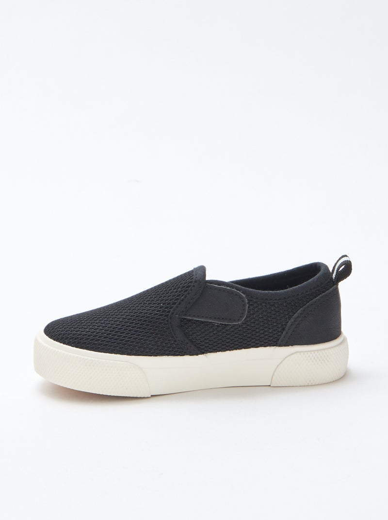 Sapatilhas slip-on em malha lisa Preto - Kiabi