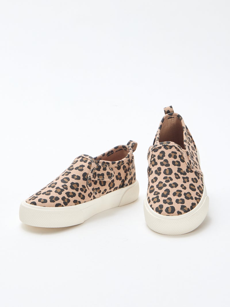 Sapatilhas slip-on leopardo Castanho - Kiabi