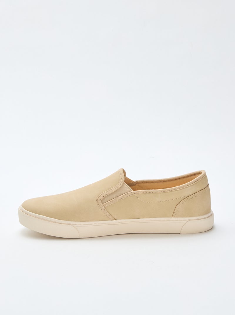 Sapatilhas slip-on tipo camurça Bege - Kiabi