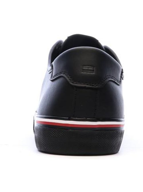 Sapatilhas tommy hilfiger core corporate vulc em pele preta para homem - Kiabi