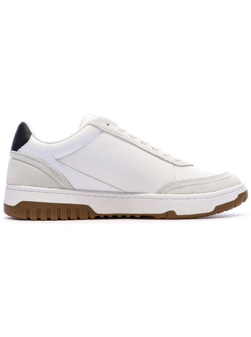 Sapatilhas tommy hilfiger core leather para homem em branco e azul-marinho - Kiabi