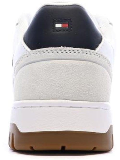 Sapatilhas tommy hilfiger core leather para homem em branco e azul-marinho - Kiabi