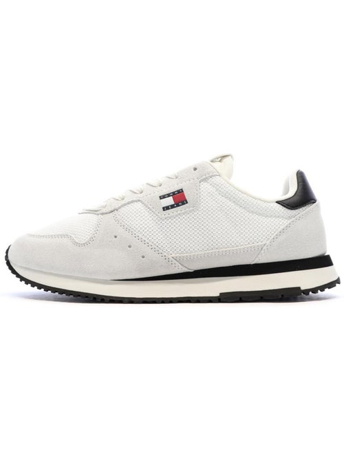 Sapatilhas tommy hilfiger eva runner em pele brancas/azul-marinho para homem - Kiabi