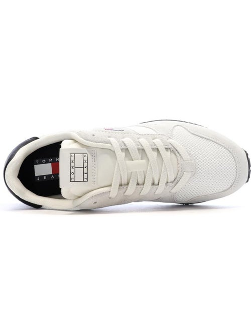 Sapatilhas tommy hilfiger eva runner em pele brancas/azul-marinho para homem - Kiabi