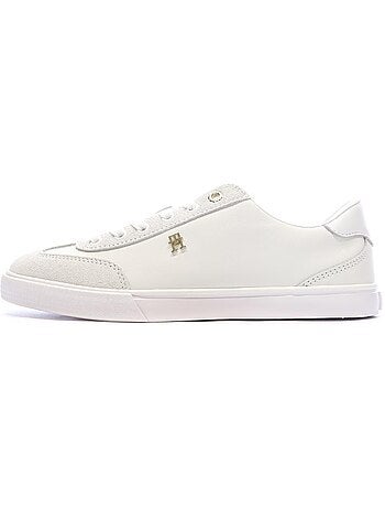 Sapatilhas tommy hilfiger th chic ecru para mulher