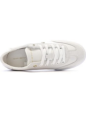 Sapatilhas tommy hilfiger th chic ecru para mulher