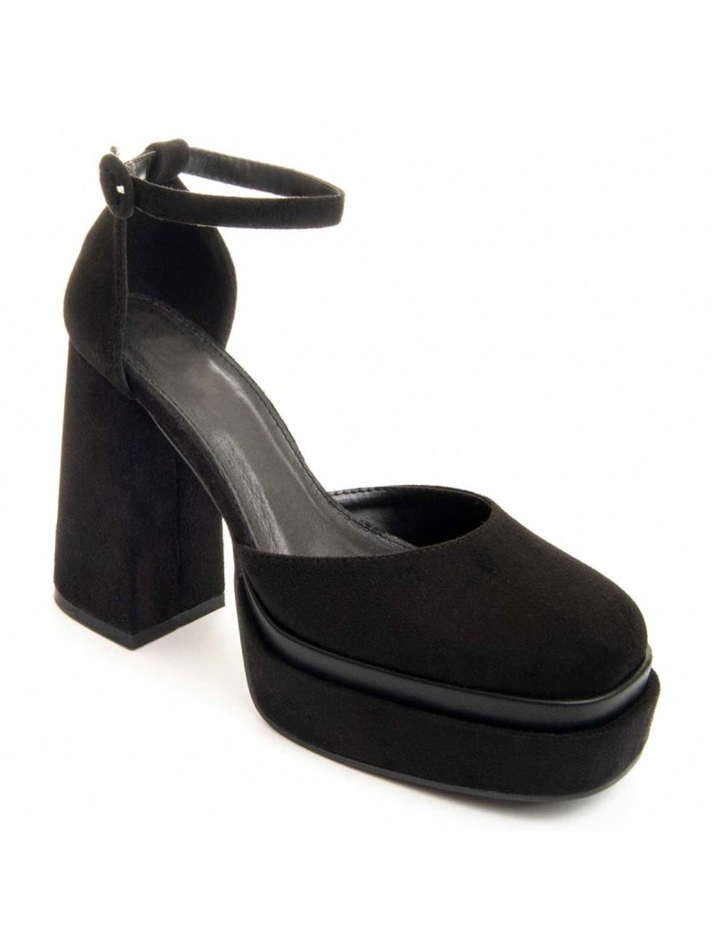 Sapato Com Salto Material Sintético E Têxtil Montevita Preto - Kiabi