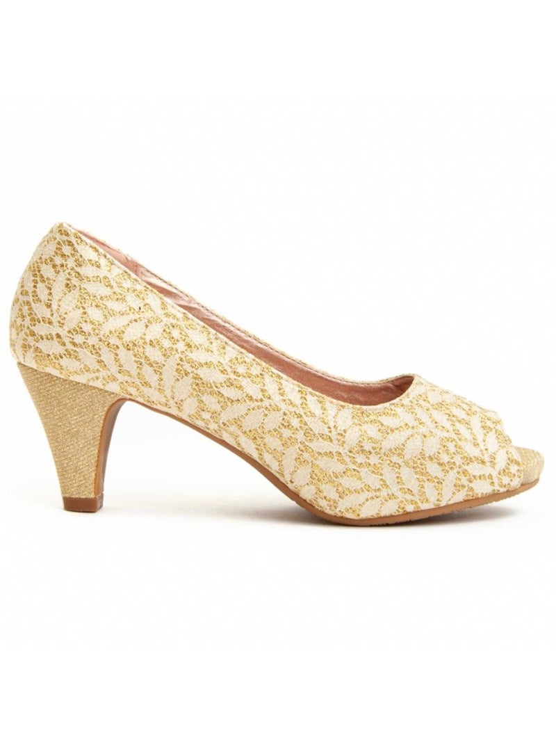 Sapato Com Salto Material Sintético Montevita Dourado/Ouro - Kiabi