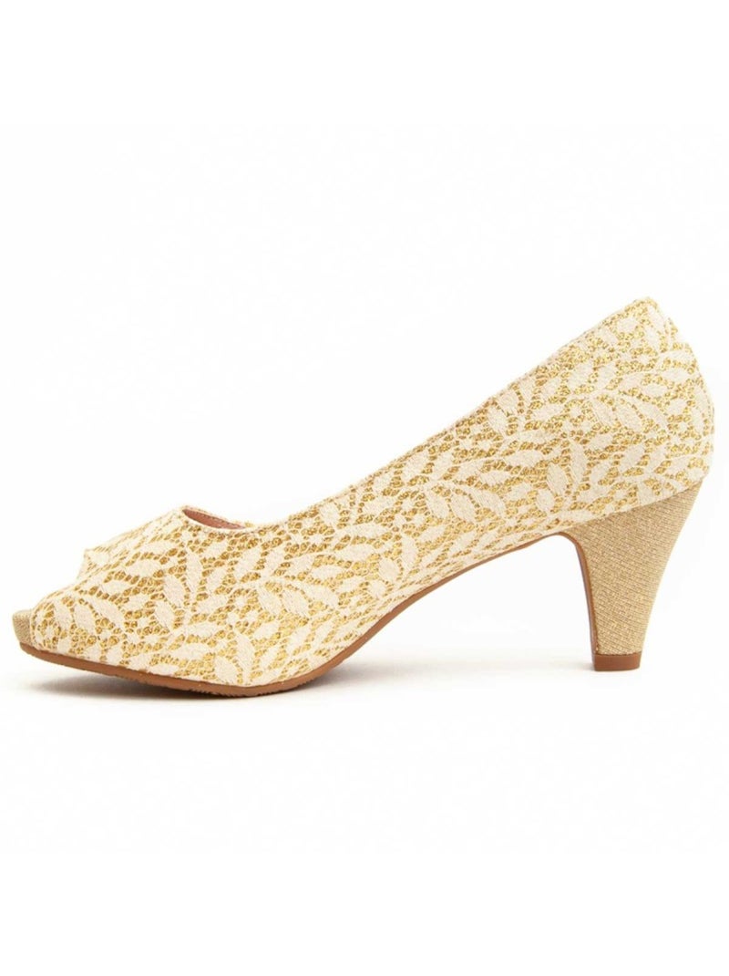 Sapato Com Salto Material Sintético Montevita Dourado/Ouro - Kiabi