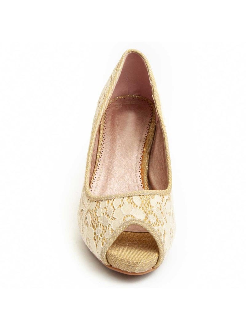 Sapato Com Salto Material Sintético Montevita Dourado/Ouro - Kiabi