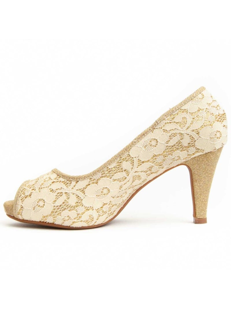 Sapato Com Salto Material Sintético Montevita Dourado/Ouro - Kiabi
