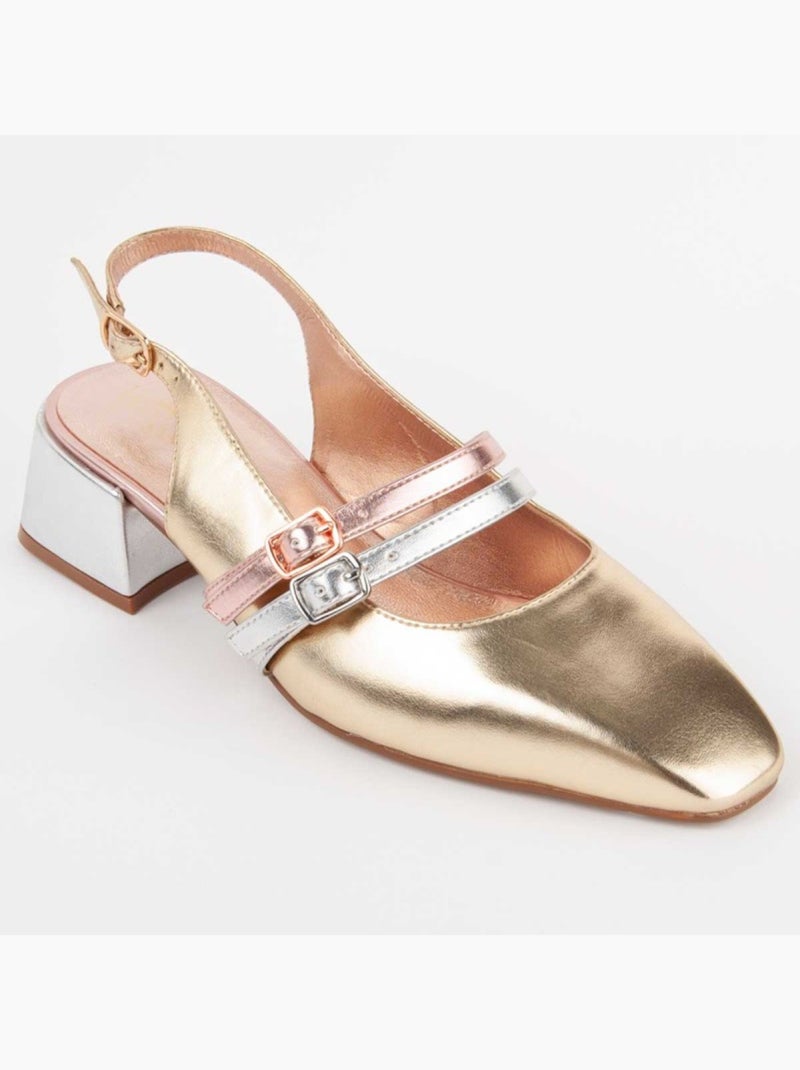 Sapato Com Salto Material Sintético Montevita Dourado/Ouro - Kiabi