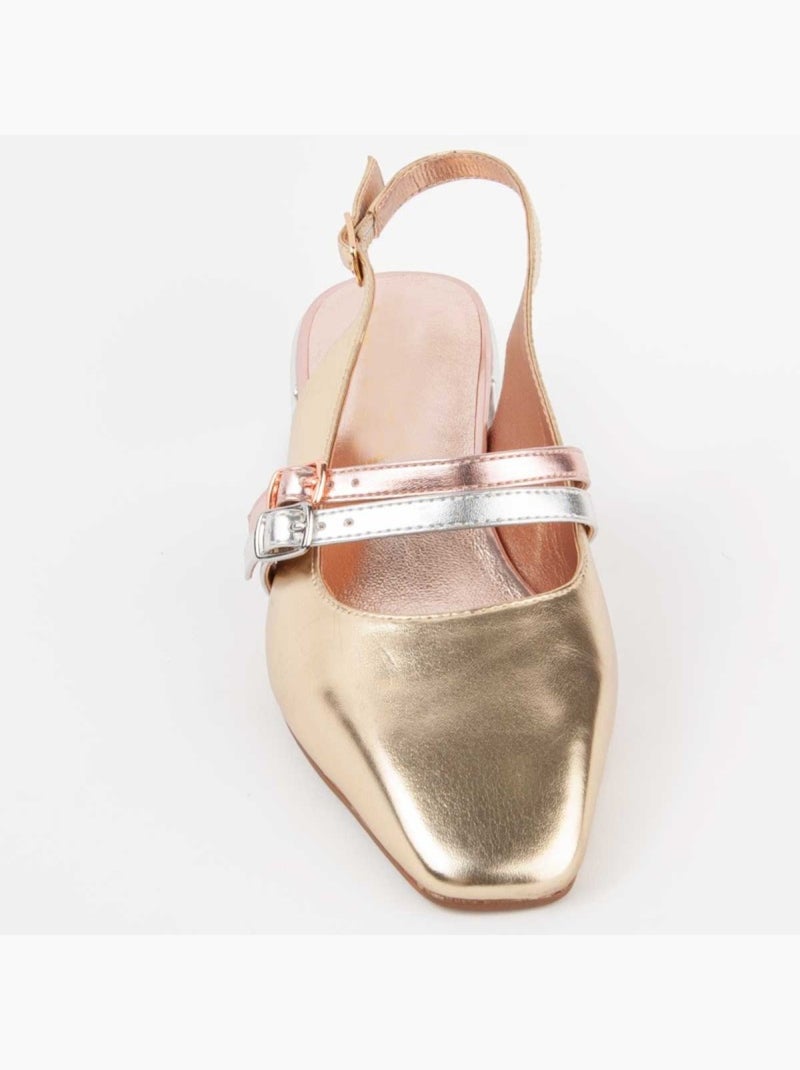 Sapato Com Salto Material Sintético Montevita Dourado/Ouro - Kiabi