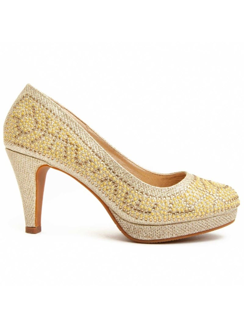 Sapato Com Salto Material Sintético Montevita Dourado/Ouro - Kiabi