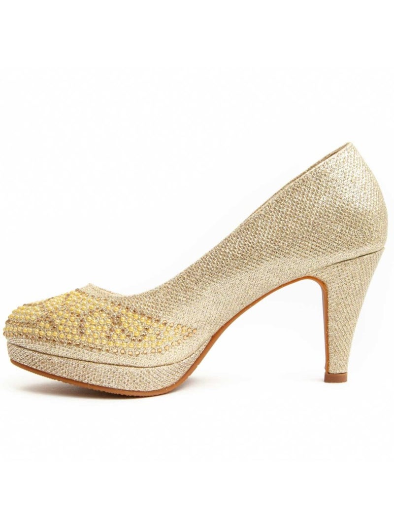 Sapato Com Salto Material Sintético Montevita Dourado/Ouro - Kiabi