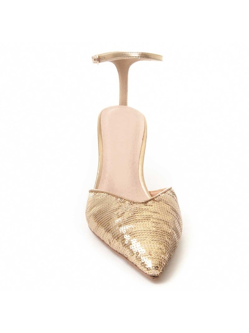Sapato Com Salto Material Sintético Montevita Dourado/Ouro - Kiabi