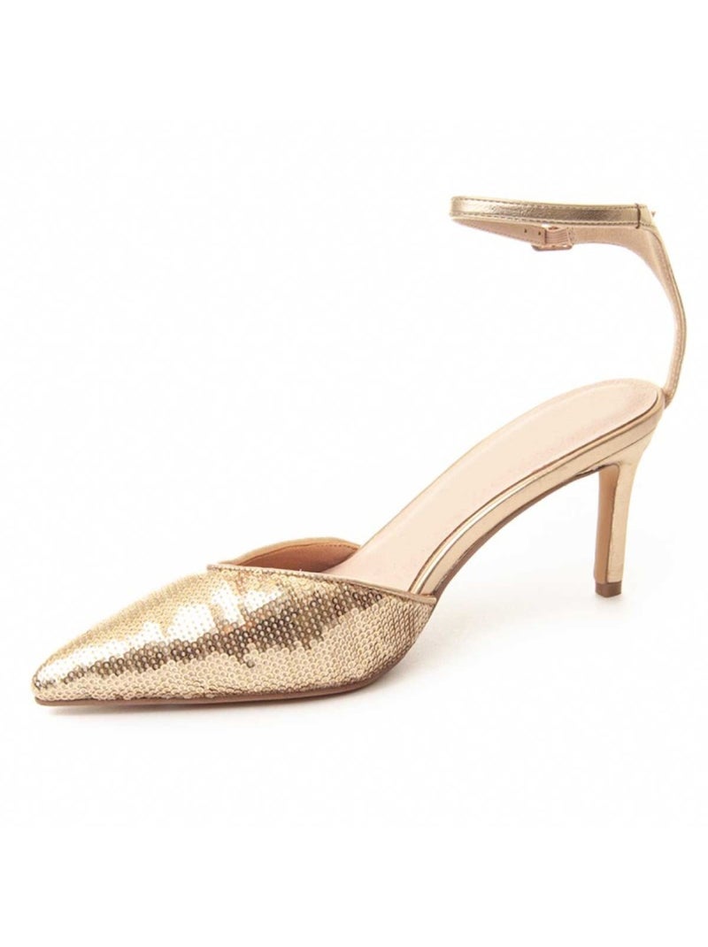 Sapato Com Salto Material Sintético Montevita Dourado/Ouro - Kiabi