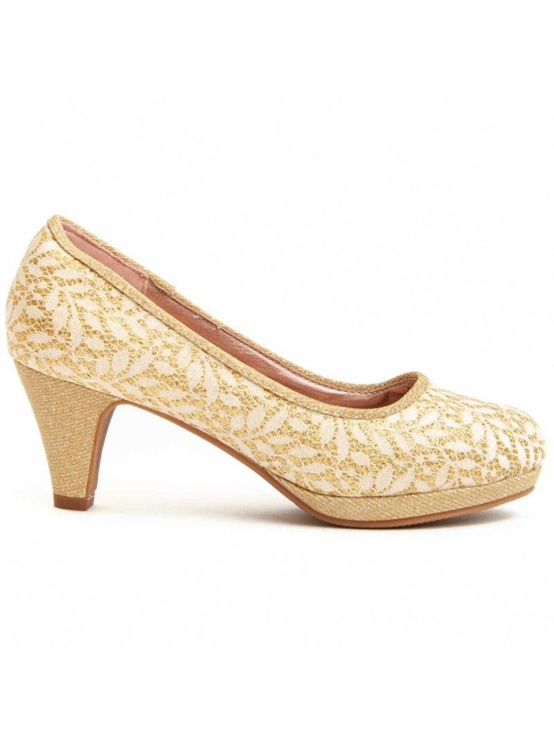 Sapato Com Salto Material Sintético Montevita Dourado/Ouro - Kiabi
