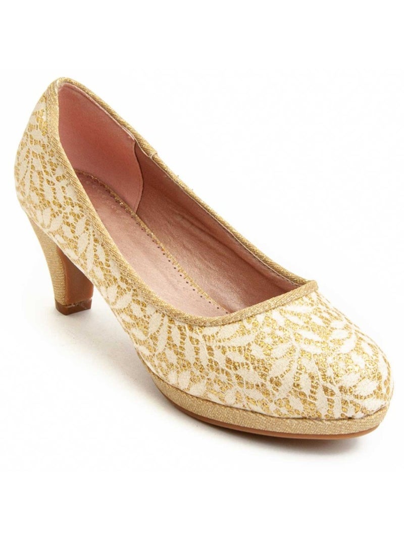 Sapato Com Salto Material Sintético Montevita Dourado/Ouro - Kiabi