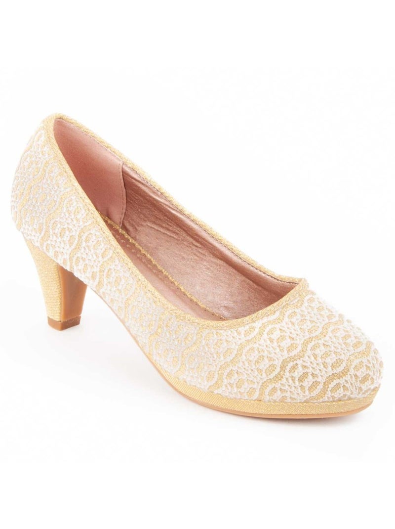 Sapato Com Salto Material Sintético Montevita Dourado/Ouro - Kiabi