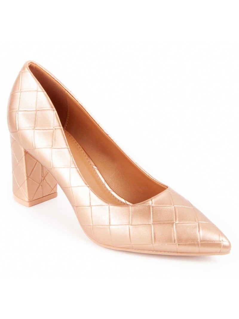 Sapato Com Salto Material Sintético Montevita Dourado/Ouro - Kiabi