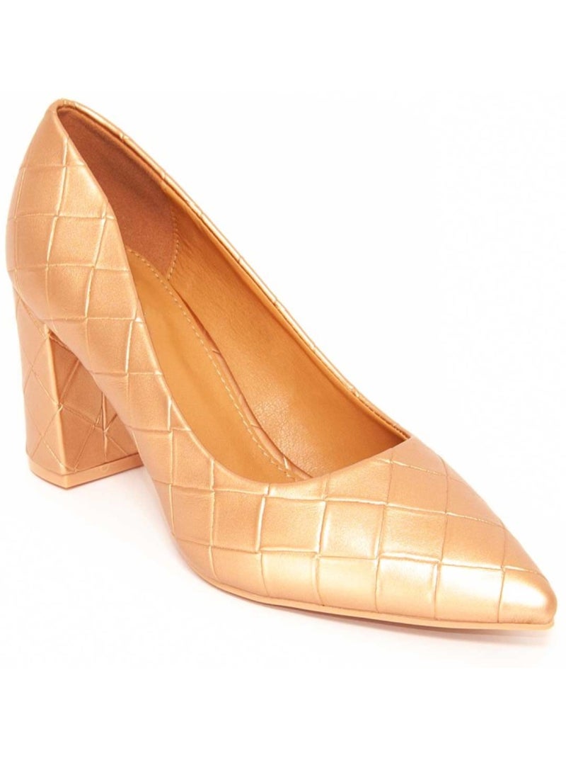Sapato Com Salto Material Sintético Montevita Dourado/Ouro - Kiabi