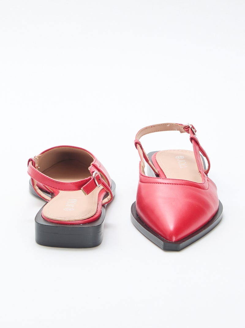 Sapatos abertos de bico fino Vermelho - Kiabi