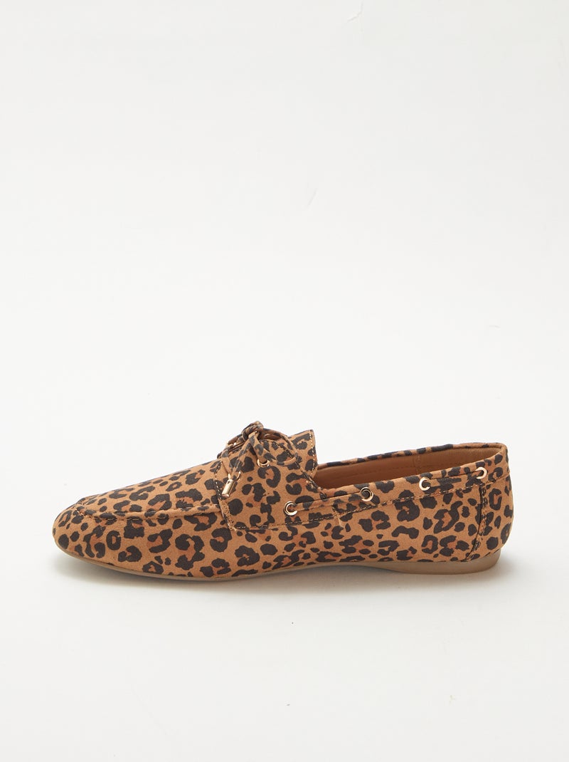 Sapatos de barco com padrão de leopardo Castanho - Kiabi