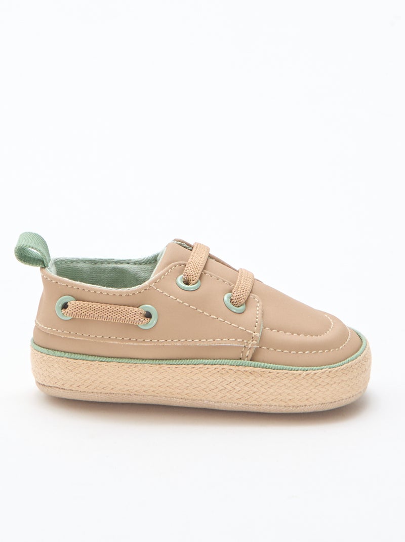 Sapatos de barco em imitação de couro Bege - Kiabi