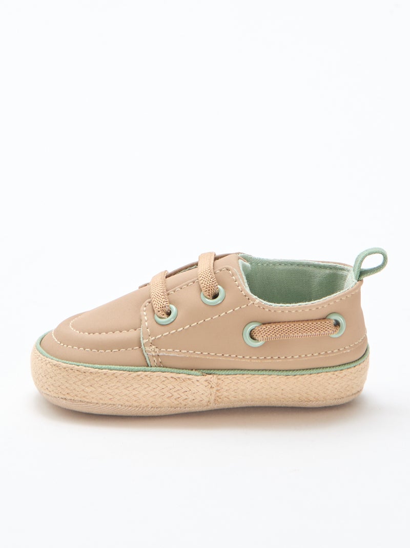 Sapatos de barco em imitação de couro Bege - Kiabi