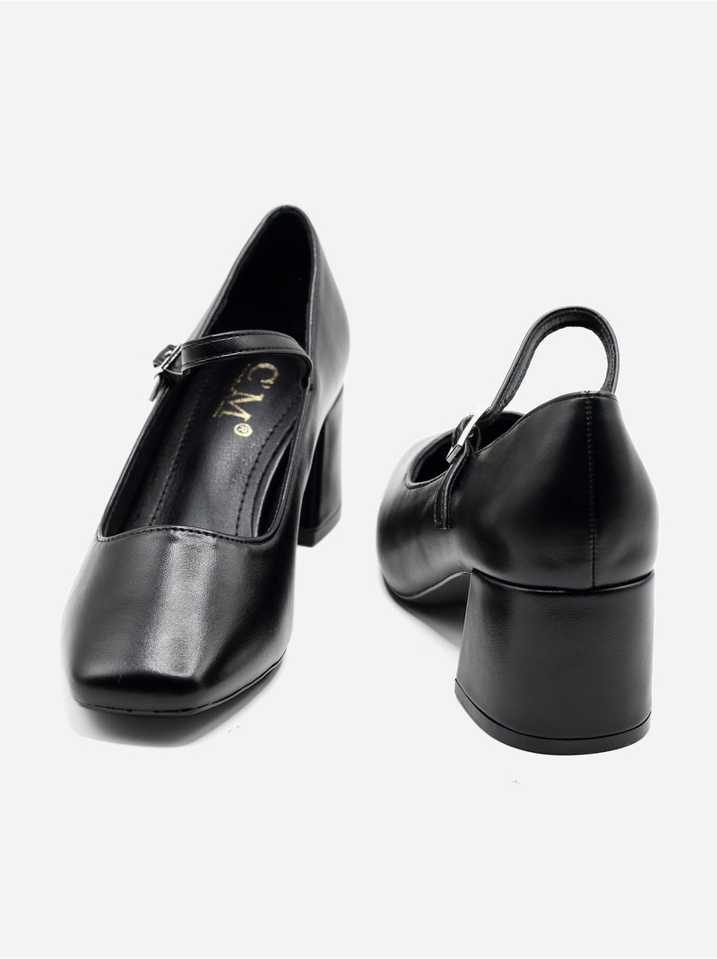 Sapatos de salto alto com tira e fivela Preto - Kiabi