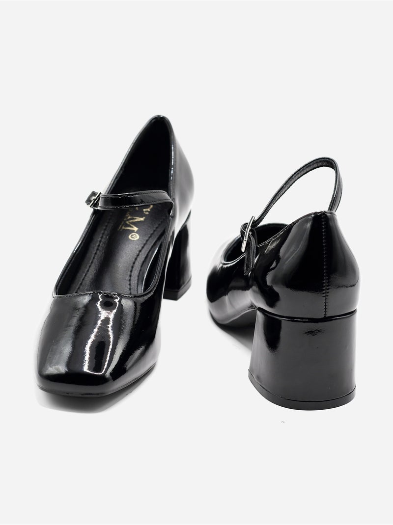 Sapatos de salto alto com tira e fivela Preto Preto - Kiabi