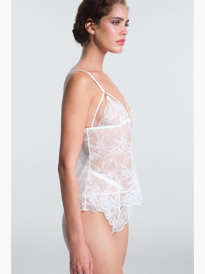 Scarlett floral em renda, body com decote em v e sem aro penti Branco sujo - Kiabi