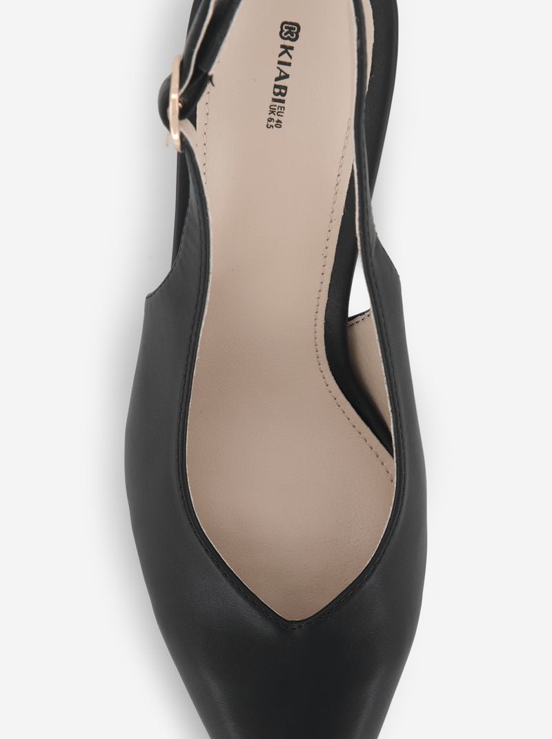 Scarpins de bico fino em imitação de pele Preto - Kiabi