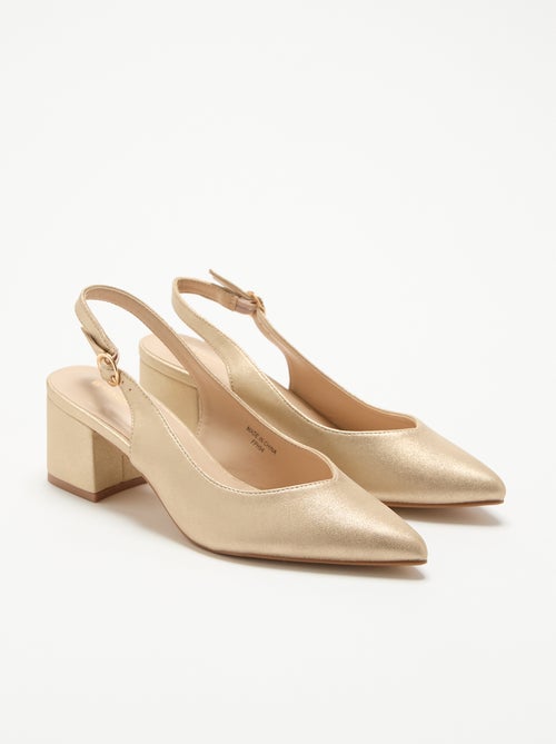 Scarpins de bico fino em material sintético dourado - Kiabi