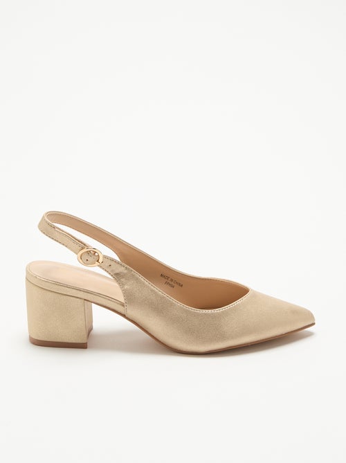 Scarpins de bico fino em material sintético dourado - Kiabi