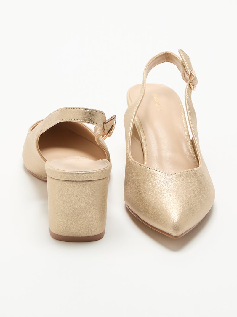 Scarpins de bico fino em material sintético dourado Amarelo - Kiabi