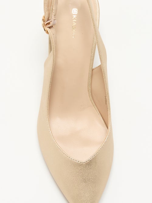 Scarpins de bico fino em material sintético dourado - Kiabi