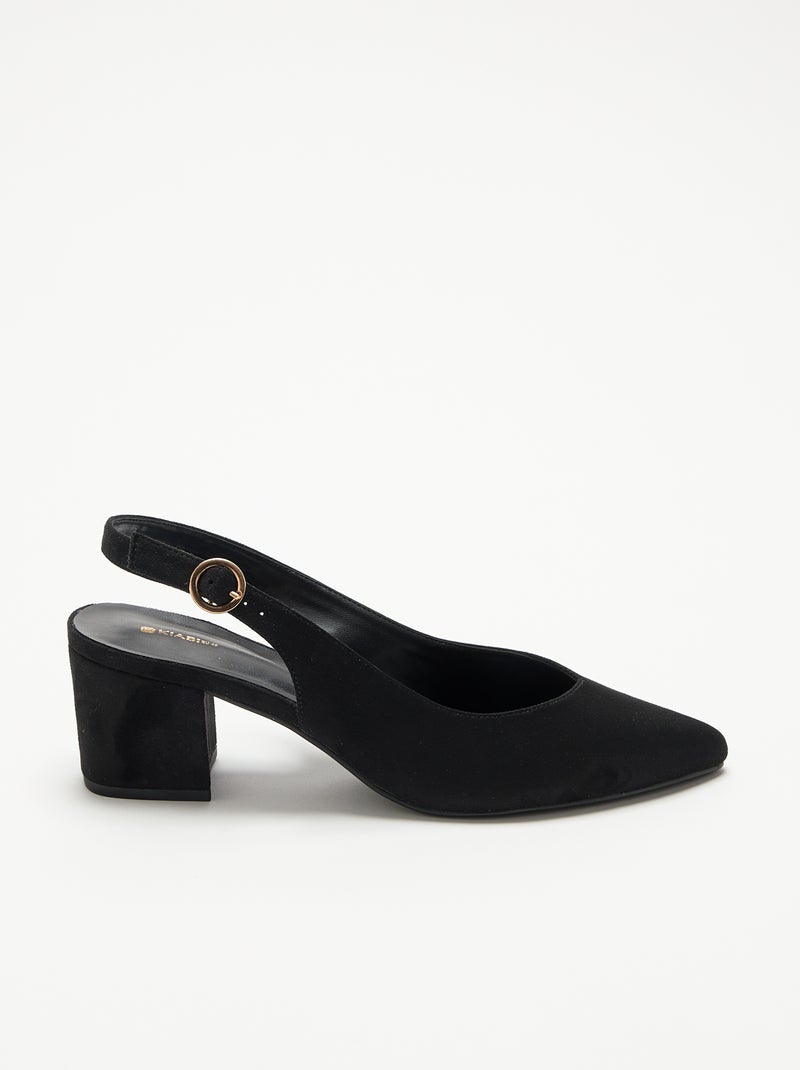 Scarpins de bico pontudo com salto quadrado Preto - Kiabi