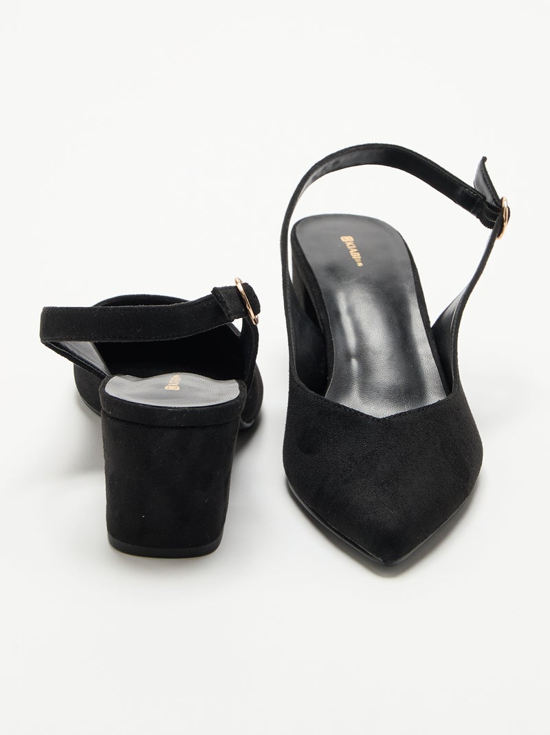 Scarpins de bico pontudo com salto quadrado Preto - Kiabi
