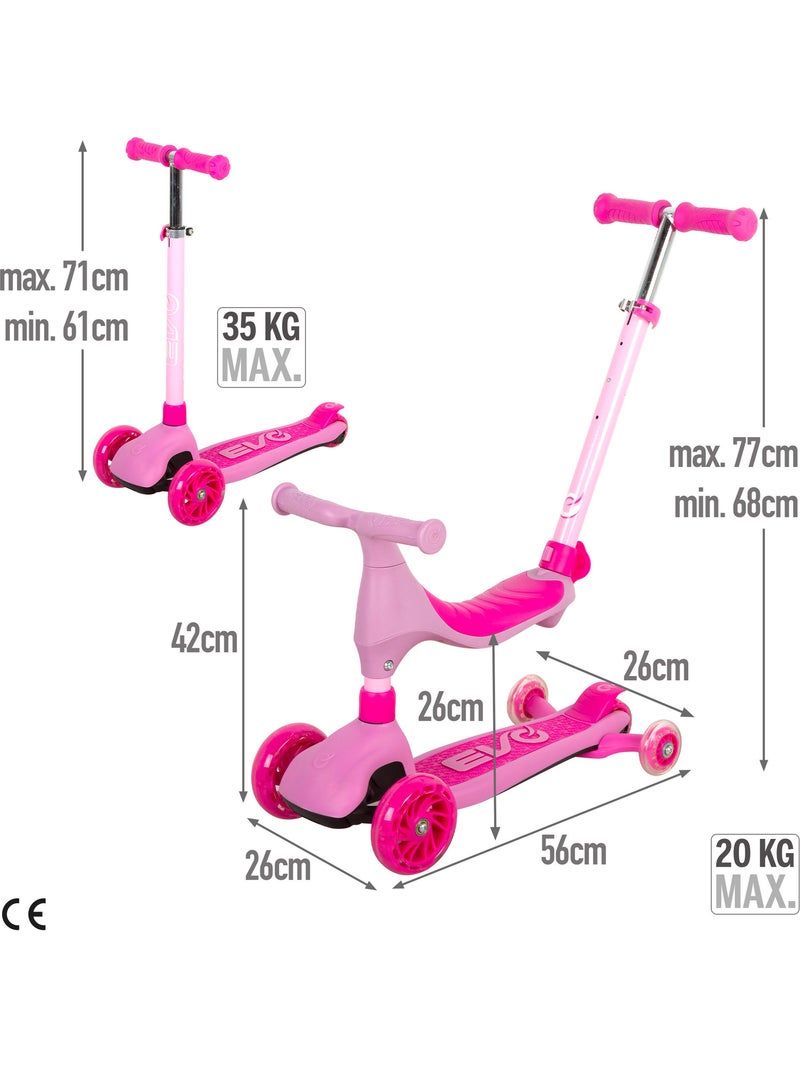 Scooter evolutiva 4 em 1 evo Rosa - Kiabi