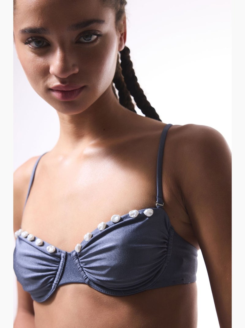 Seashell top de biquíni com aro penti Cinza - Kiabi
