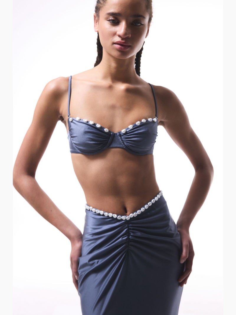 Seashell top de biquíni com aro penti Cinza - Kiabi
