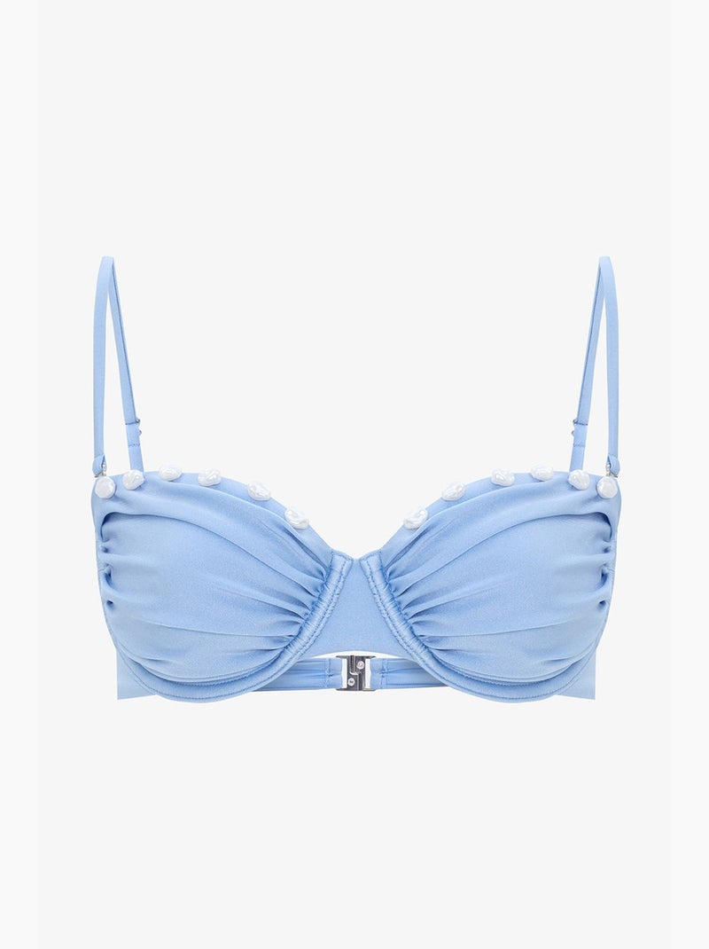 Seashell top de biquíni com contas e aro penti Azul-céu - Kiabi